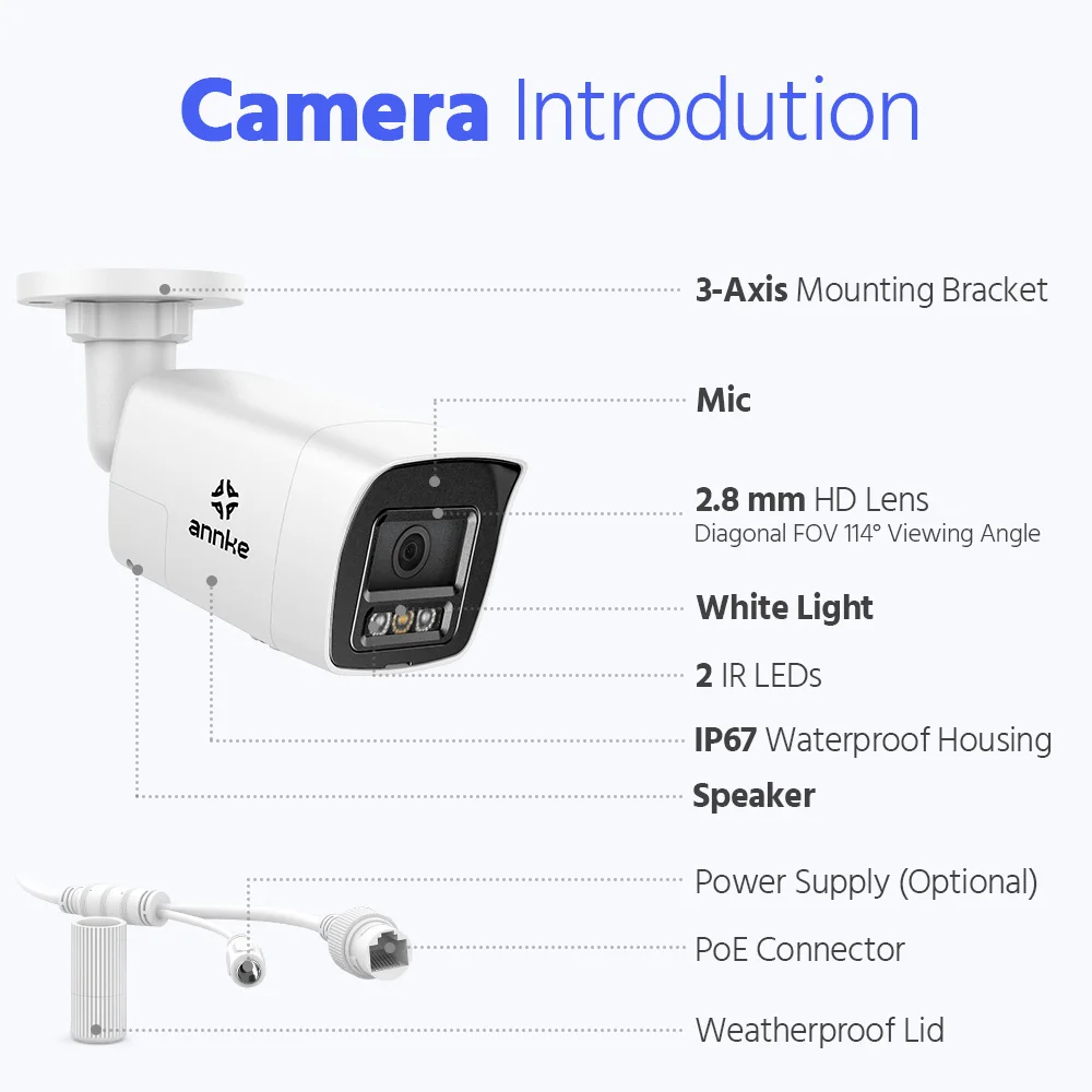 Annke h500 8ch 3k ir ultra hd ip poe kamera Dual Light Outdoor Poe Überwachungs kamera 265 Zwei-Wege-Audio 2,8mm Objektiv Mensch & Fahrzeug