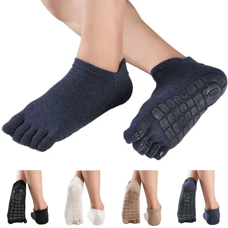 Five Fingers Socks Men Winter Autumn Toe Socks Solid Fashion Sport Cotton Fitness Socks Non-slip Indoor Floor Socks Warm Male