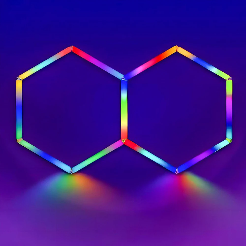Luz LED hexagonal de panal RGB colorida para garaje, control remoto móvil adecuado para salas de deportes electrónicos, salas de baile, bares y gimnasios