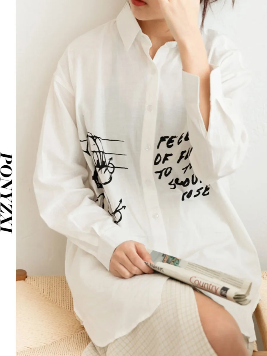 نسخة طويلة فضفاضة بيضاء irt كبيرة الحجم للنساء Faion الكورية Sle زر التفاصيل مادة البوليستر طول عادي Sve