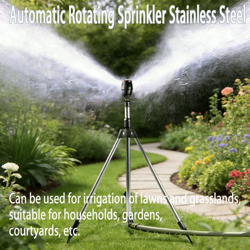Rotating Tripod Sprinkler 360 Degree Large Area Coverage Automatic Rotating Yard Sprinkler Irrigation Watering System