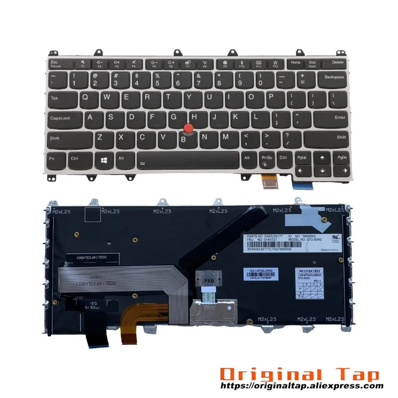 US English Backlit Keyboard for Lenovo Thinkpad X380 Yoga 370 5N20W68240 5N20W68276 5N20W68312