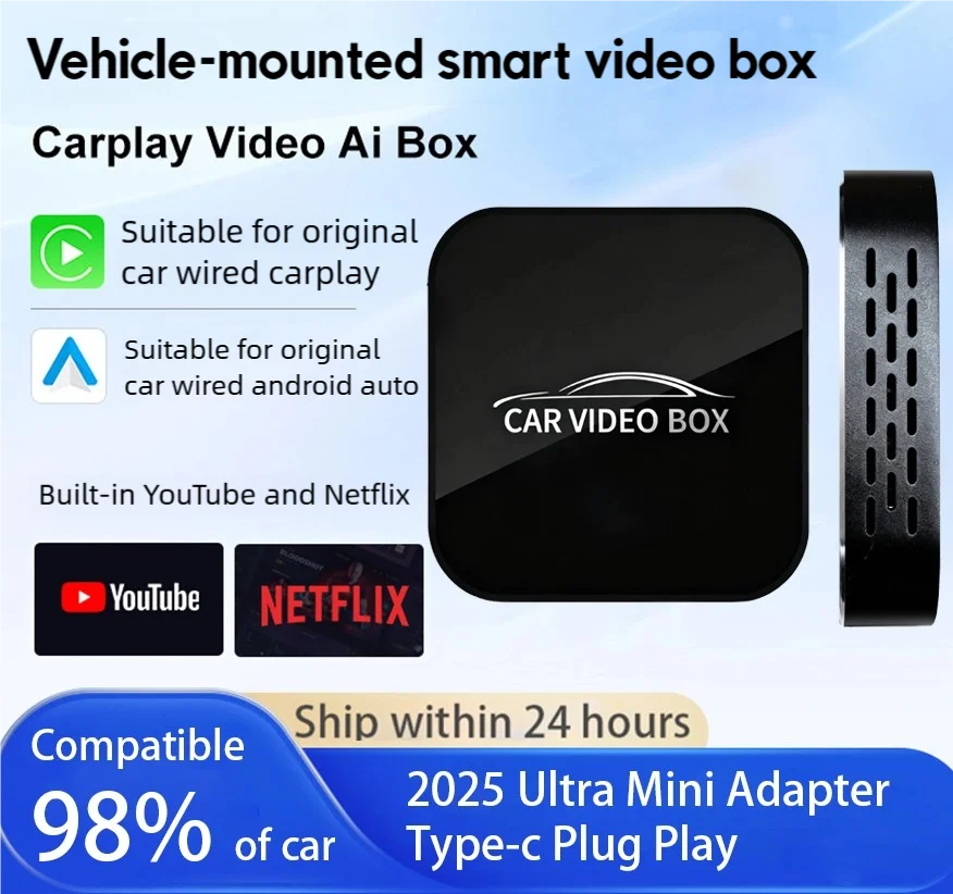 CarPlay Ai Box Wireless CarPlay Android Auto Convertion Box Беспроводной адаптер Apple Carplay Двойной Wi-Fi Встроенный Netflix YouTube