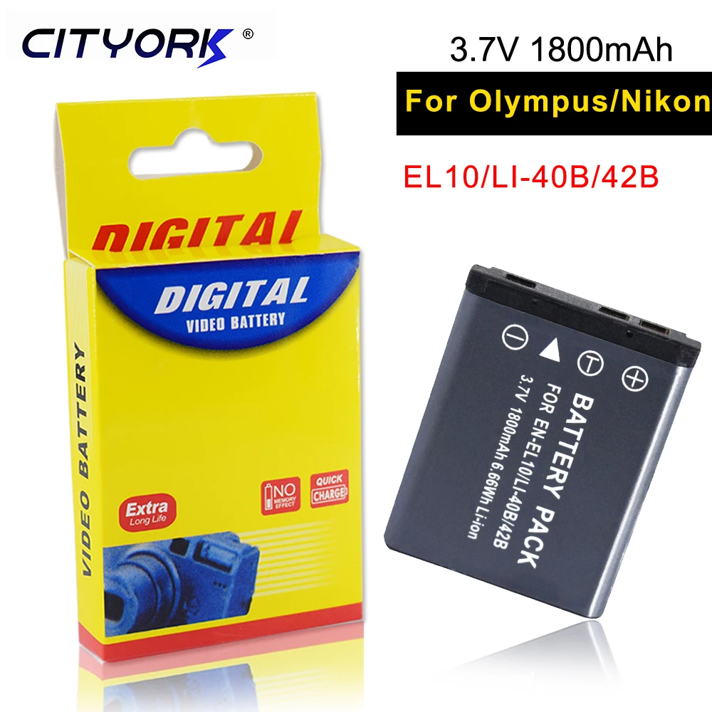 

CITYORK 1800mAh Li-40B li 40b Li-42B EN-EL10 en el10 ENEL10 Camera Battery For Olympus Nikon Fujifilm Kodak