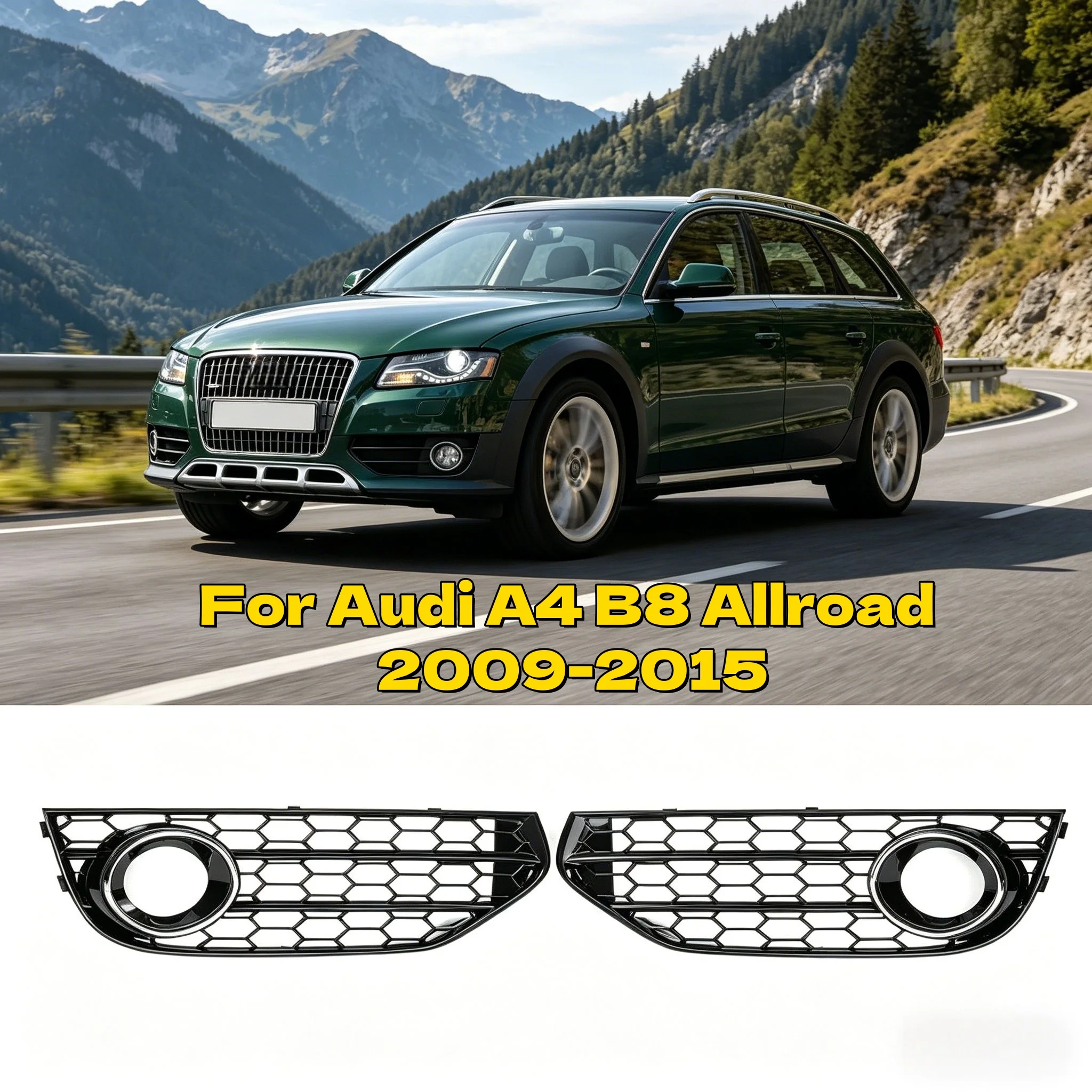 

Пара решеток воздухозаборников (соты) для противотуманных фар Audi A4 B8 B8.5 Allroad 2009-2015, передние нижние решетки 8K0807681J01C