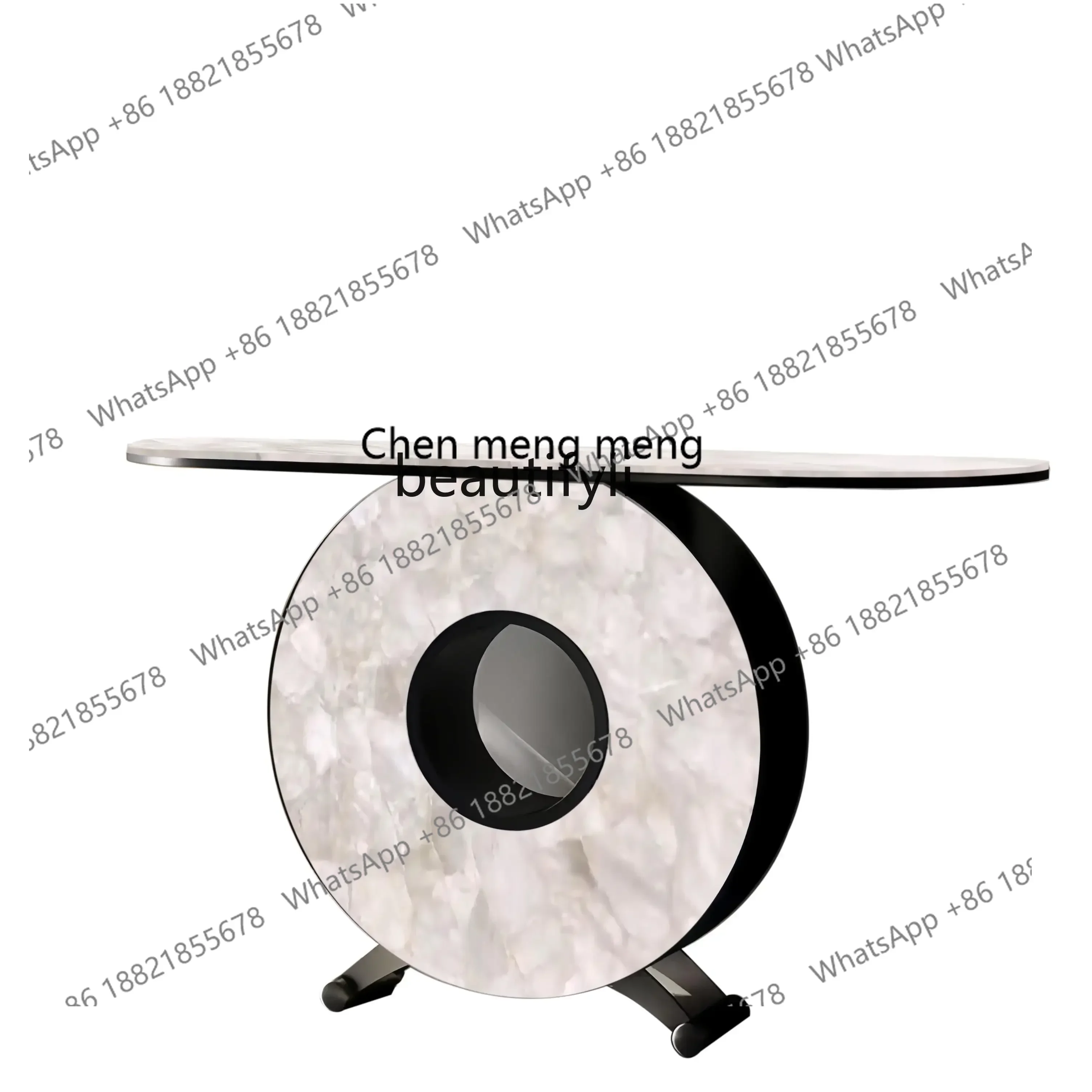 SS ss7486 Luminous jade entrance table Modern simple light luxury corridor entry disc metal base, living room entrance rack