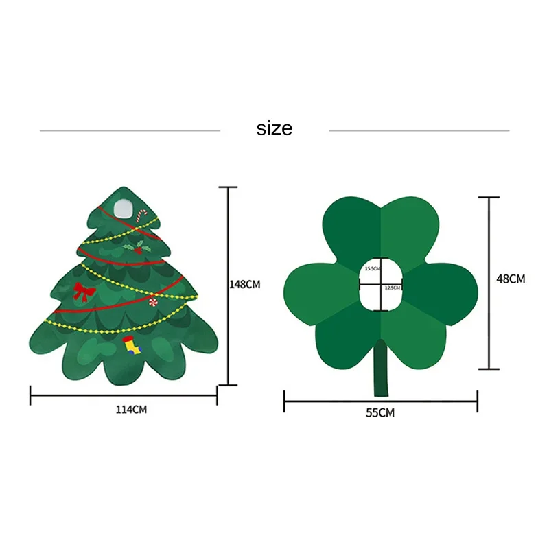 Christmas Costume for Women Men Cosplay Clothes 3D Tree Shape Printing Sleeveless Coat Funny Clothing Xmas Party Props