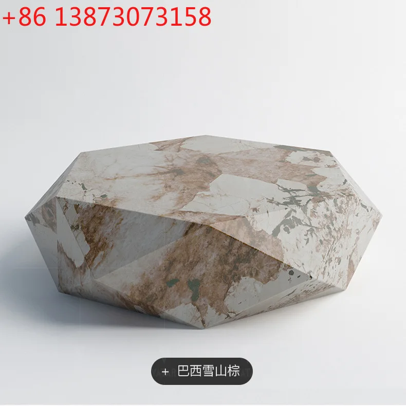 

Креативный журнальный столик из каштановой каменной плиты для гостиной, роскошный чайный столик, скандинавский современный простой журнальный столик из каменной плиты с бриллиантами