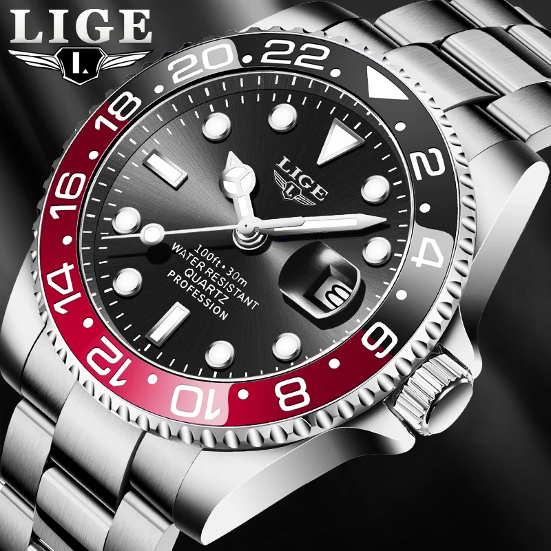 

LIGE Fashion Mens Watches Top Brand Luxury Military Quartz Watch For Men Casual Business Waterproof Chronograph Reloj Hombre+BOX