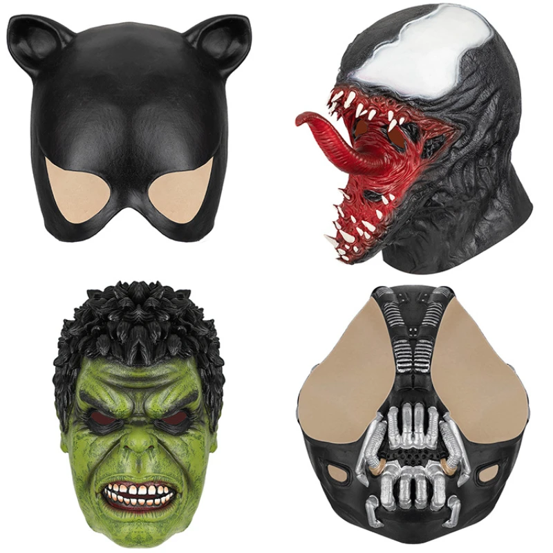 Superhero Venom Cosplay Masks with Long Tongue Full Head Hulk Mask for Adults Latex Helmet Haunted House Props Party Masks