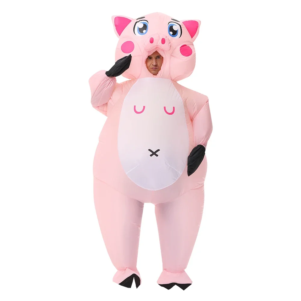 Adult Pink Pig Cosplay Inflatable Costume Animal Anime Dress Suits Carnival Halloween Easter Party Costumes Suit for Man Woman