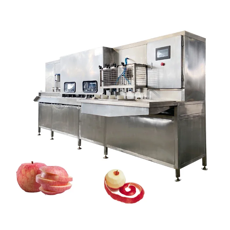 Continuous Automatic  Peeler Slicer and Core Remover Machine for Food Shop Fruit Peel and Splitting Function