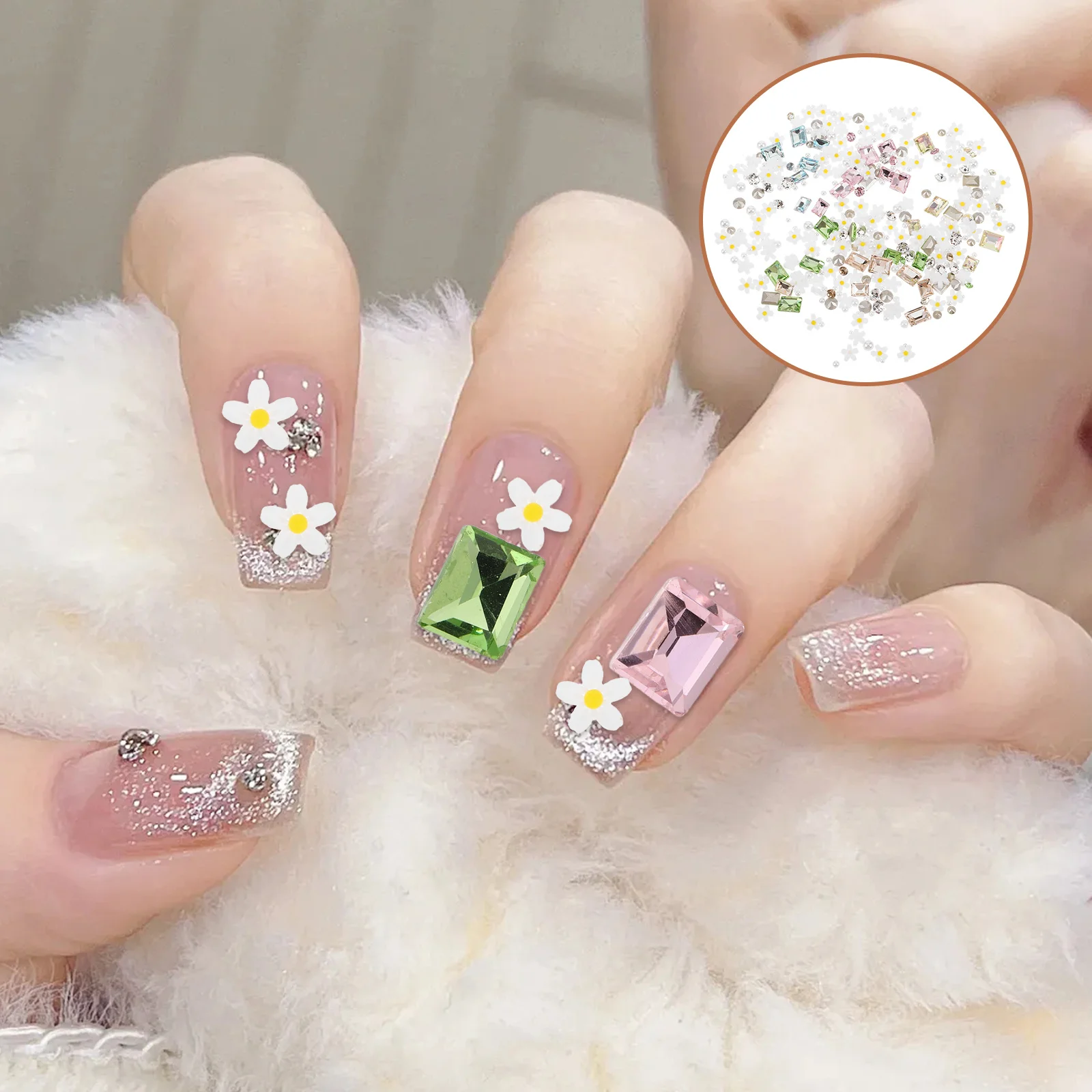 

3D Flower Charms Kit Multicolor Rhinestones Secure Fit For Diy Art Decor Nail Flower Charms Nail Art Rhinestones Kit