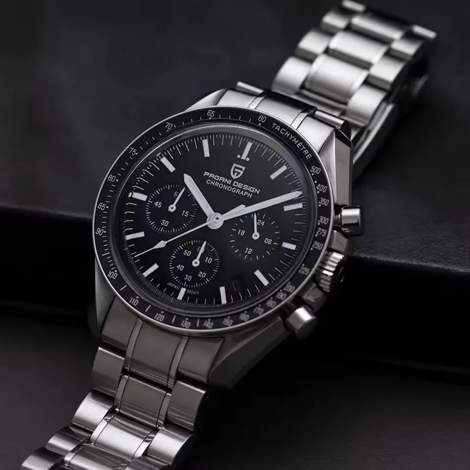 PAGANI DESIGN 500 Speedometer Circle Sport Chronograph AR Sapphire Japan Movt Luxury Men Watch 316L All Steel Luminous Man Watch image 5