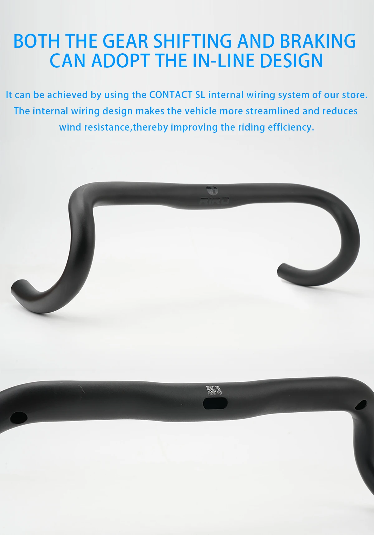 RIRO Vollständig intern verlegte Leitungen Rennradlenker 400mm 420MM 440MM Gravel-Fahrradlenker aus Aluminiumlegierung Drop Bar – Detail 3