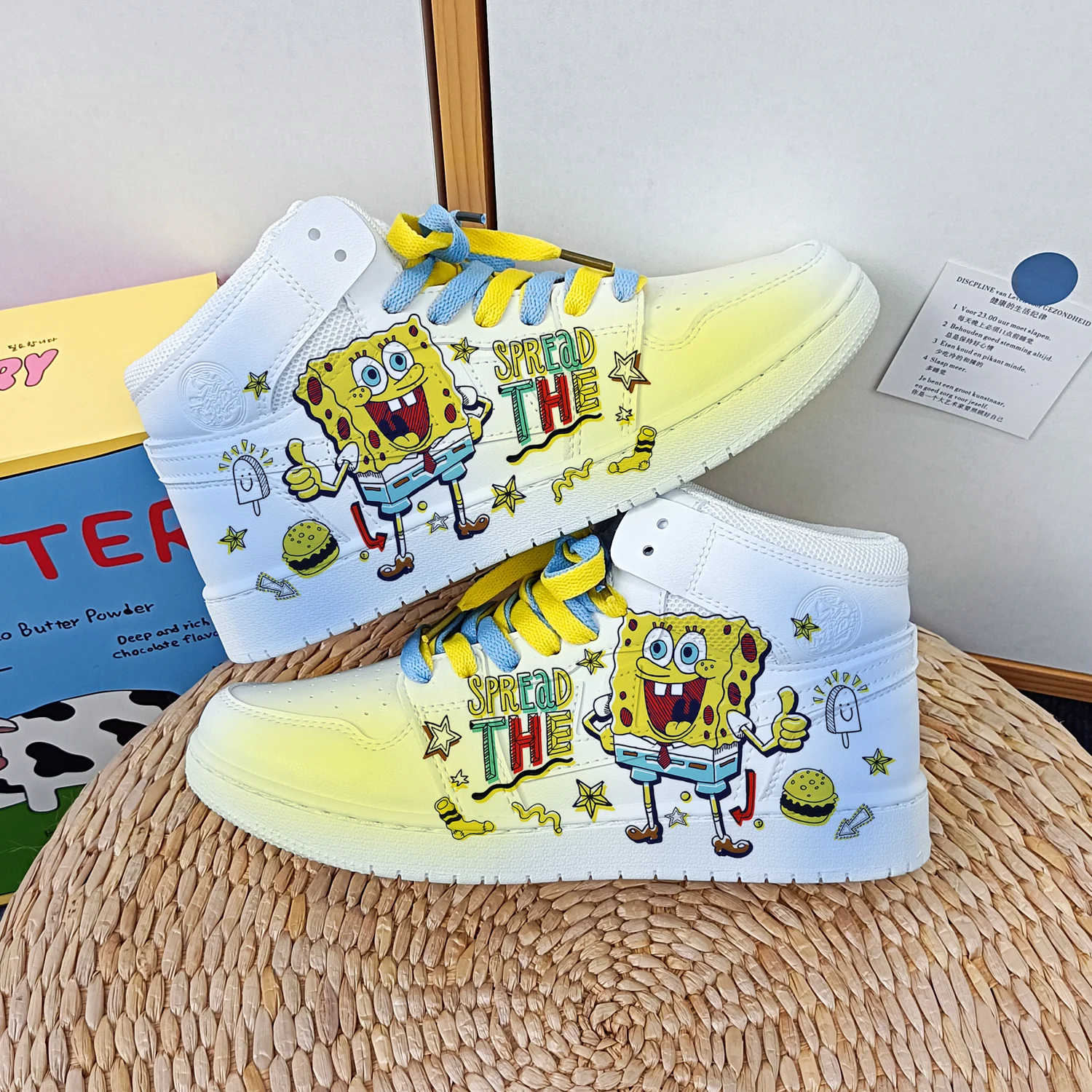 New cartoon SpongeBob SquarePants princess cute Casual shoes soft sports shoes for girlfriend gift EU size 35-44