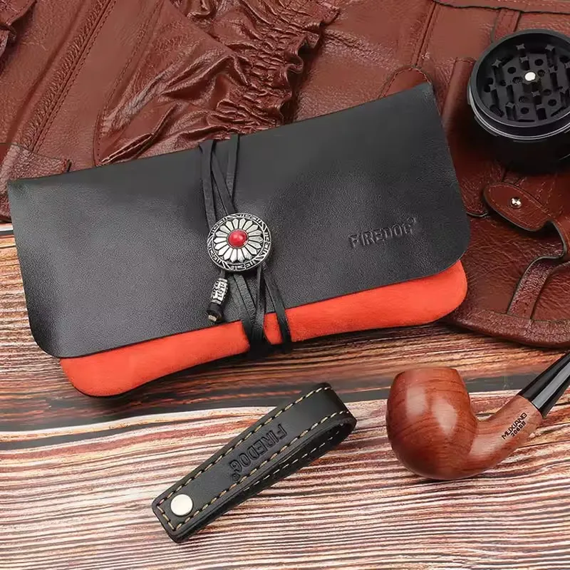 

Genuine Leather Tobacco Smoking Pipe Bag Pouch Case Portable Herb Tobacco Pipe Storage Carrying Case for Pipe Accessories