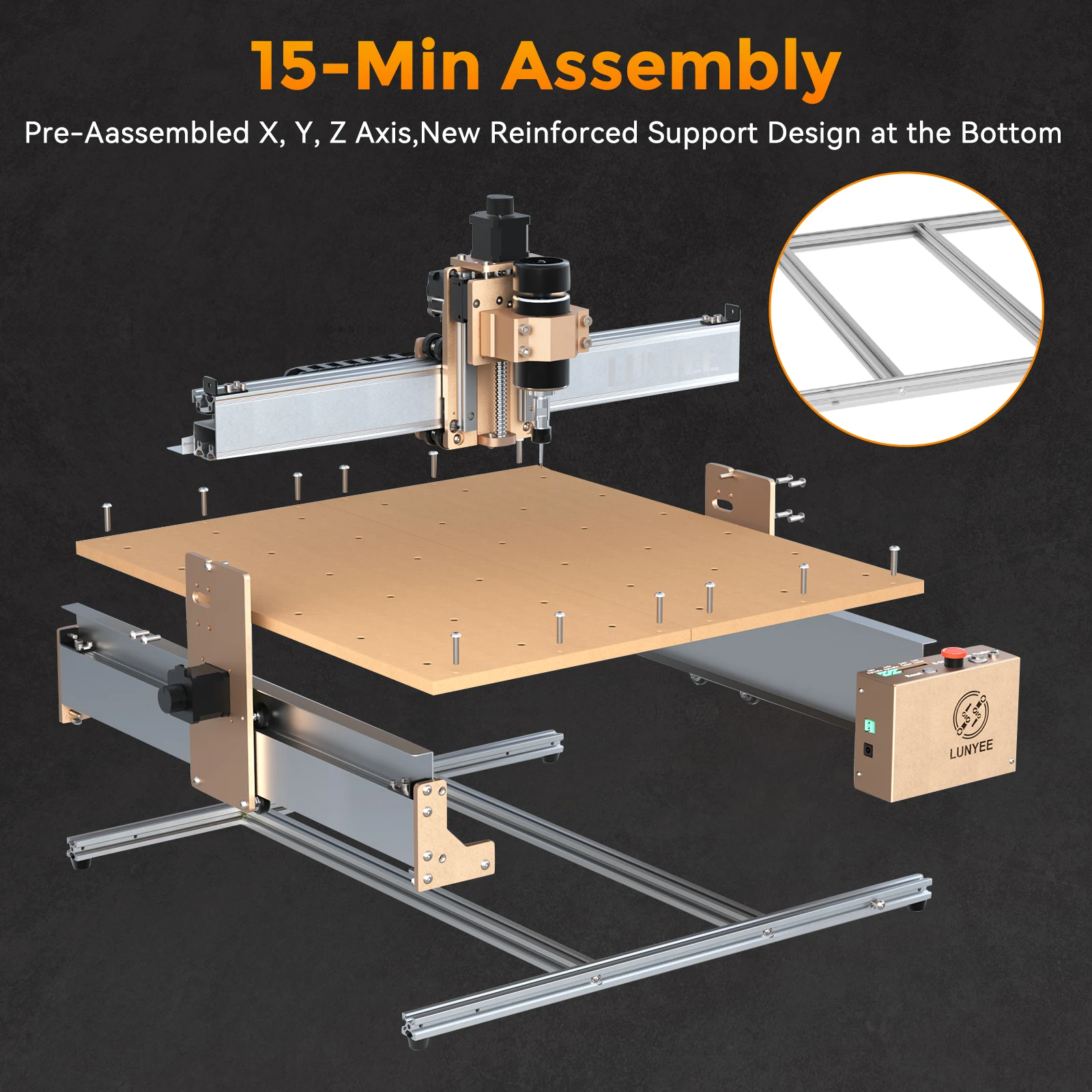 CNC Router Machine，LUNYEE 4040 Pro Upgraded 3-Axis Engraving All-Metal CNC Machine for Wood Acrylic MDF Nylon Carving Cutting