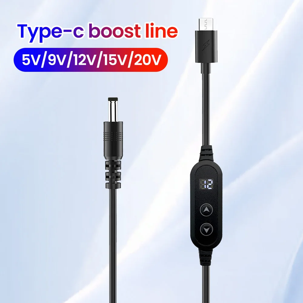 

Type C To DC Power Boost Cable 5V/9V/12V/15V/20V Boost Line 8 Adapters USB C To DC Jack Connector Fast Charging For Wifi Router