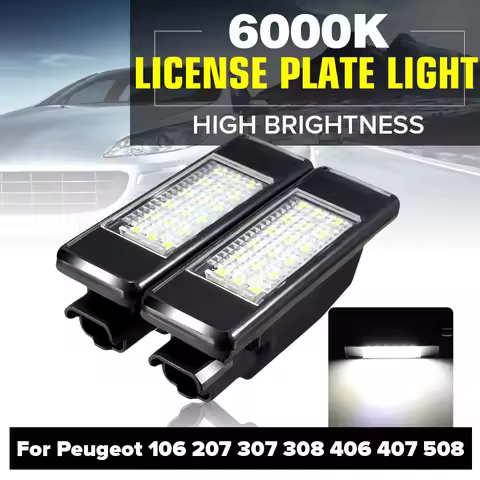 2X For Peugeot 106 207 307 308 406 407 508 For CITROEN C3 C4 C5 C6 C8 Car 18LED SMD License Number Plate Light Lamp 6000K