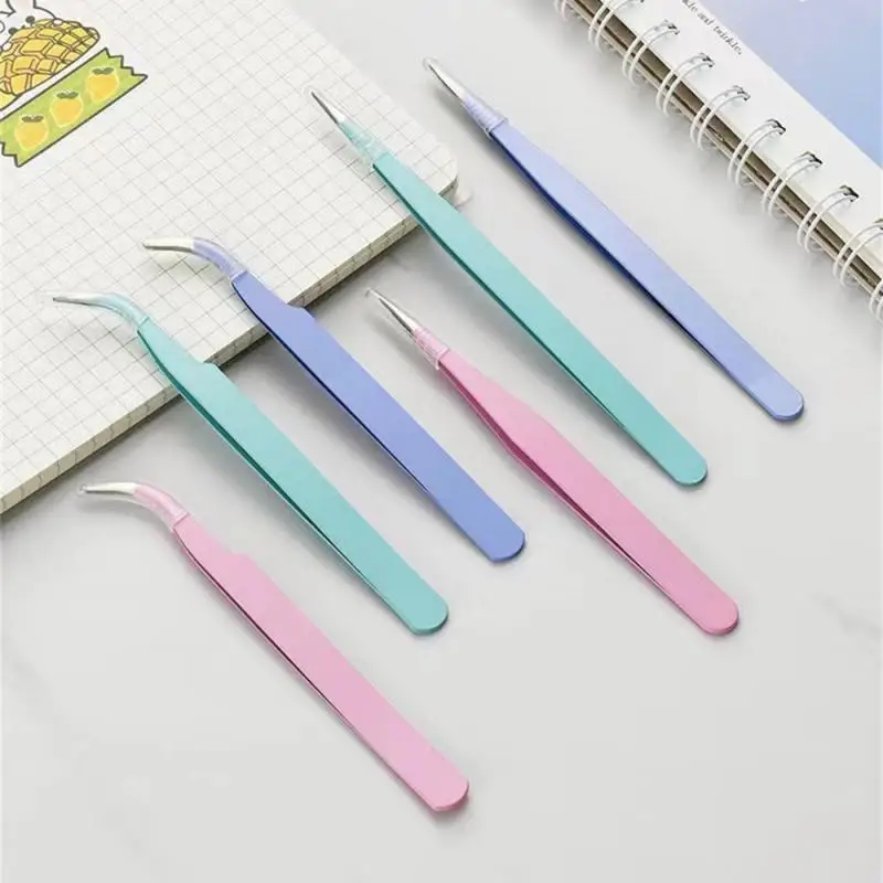 Craft Tweezers Crossing Lock Stainless Steel Soft-grip Tweezers Reverse Grip Precision Tweezers For Eyelash Nail Decoration