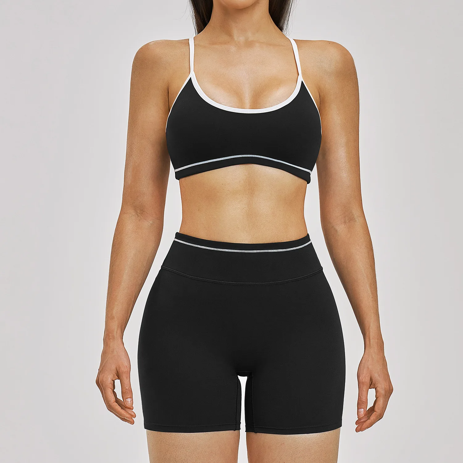 Maxdutti Yoga Set, Color Blocking, Beautiful Back, Quick Drying, Fitness Set, Outdoor Running And Sports Set Woman Clothes
