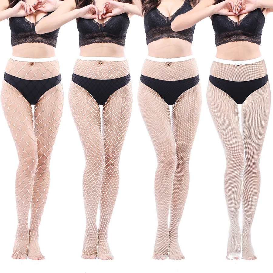 4 paar visnetkousen, panty's met hoge taille voor dames, visnetten feestmesh kousen panty's