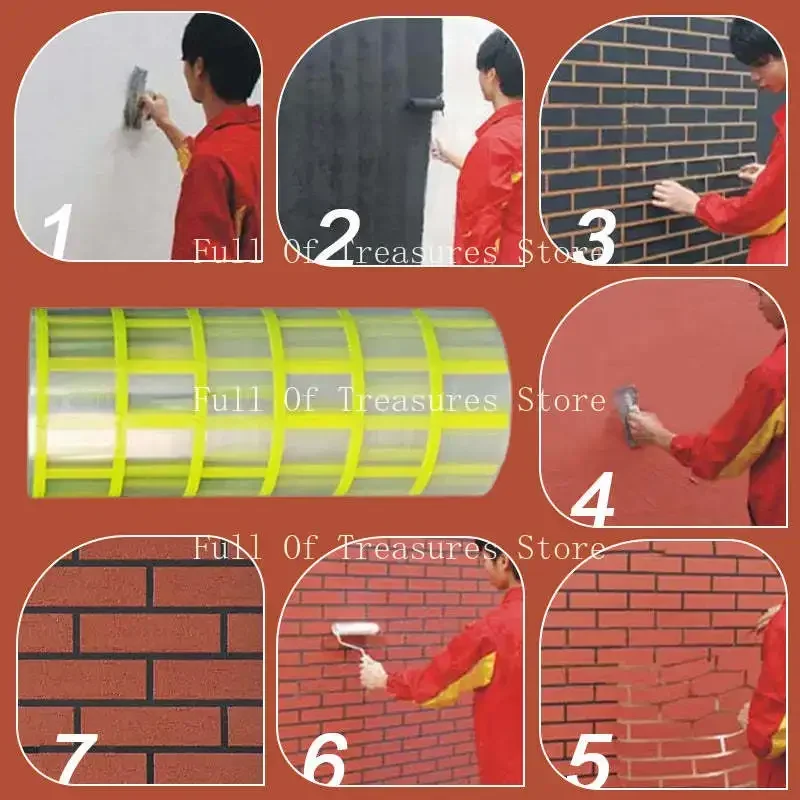 1 Roll 10M Painted Brick Pattern Mold Tape Exterior Wall Indoor Outdoor 6*24*1cm