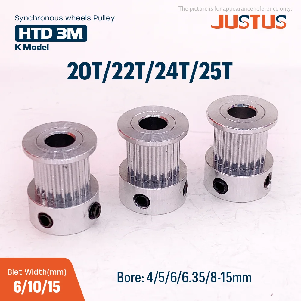 

Зубчатый шкив HTD 3M 20T 22T 24T 25T K-типа, диаметр отверстия 4-15 мм, для синхронного ремня шириной 6/10/15 мм, запчасти для 3D-принтеров
