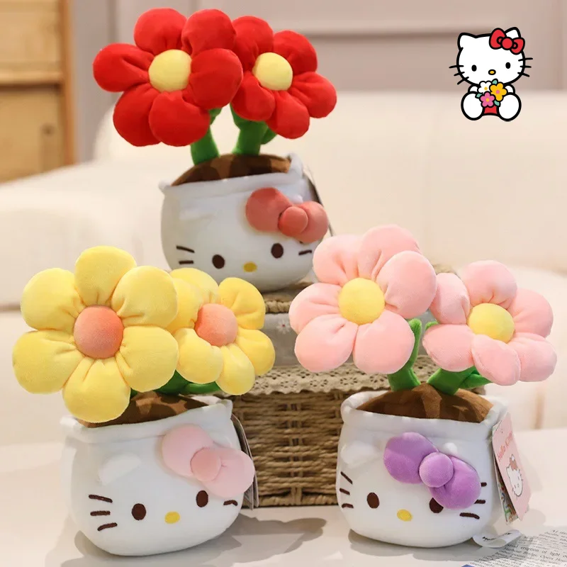 

Плюшевые игрушки Sanrio Kawaii Hello Kitty 23 см, мягкие набивные фигурки, букеты цветов, идеальные подарки на праздники, день рождения, выпускной
