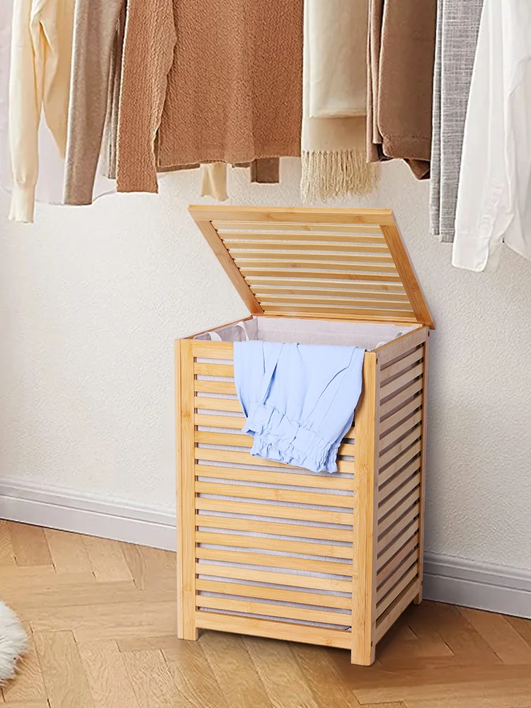 

Bamboo Laundry Hamper with Removable Liner Bag Dirty Clothes Hamper Bamboo Laundry Basket for Utility Room