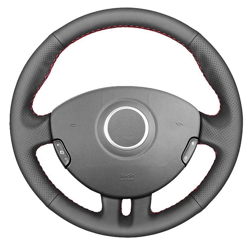 

Black Artificial Leather Hand-Stitched Car Steering Wheel Cover For Renault Clio 3 2005-2013 Clio 3 RS 2005-2013