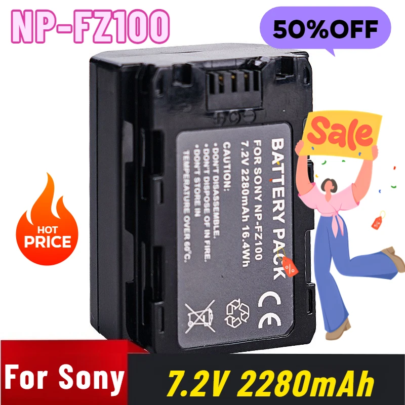 

7.2V 2280mAh NP-FZ100 for Sony A7R3 A7M3 A9M2 A6600 FX30 A7M4 Camera Battery