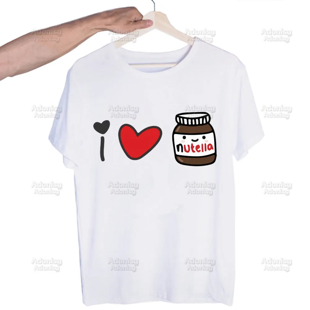 Nutella Kawaii T Shirt Men Retro Washed Tops Tees Harajuku Graphic Cute Cartoon Peanut Butter Streetwear Hip Hop Male T-shirts