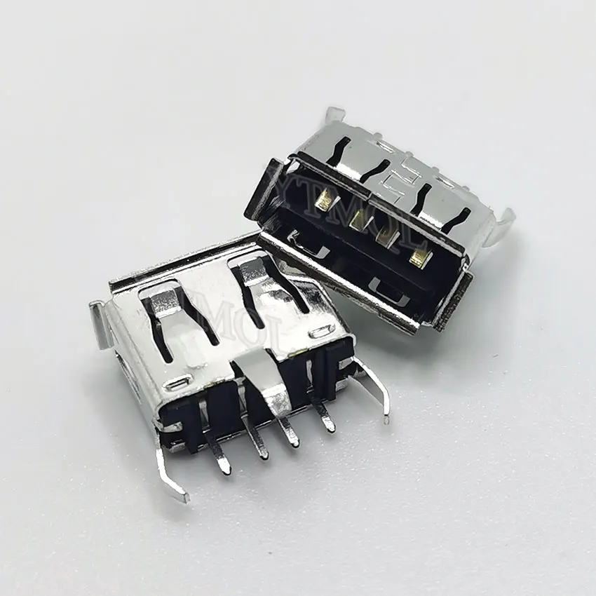 2-10pcs A Type Flat Angle (180 Degree) Female USB PCB Connector Socket, USB Jack Plug 3 legs+4 pin