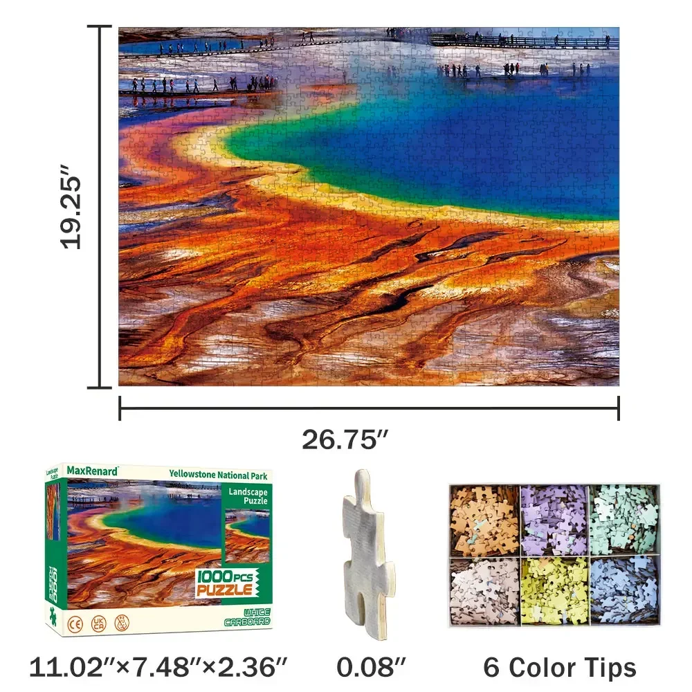 MaxRenard Puzzle 1000 sztuk Yellowstone Natural Pack krajobraz Jigsaw Art Puzzle dla dorosłych gry do dekoracji ścian domu