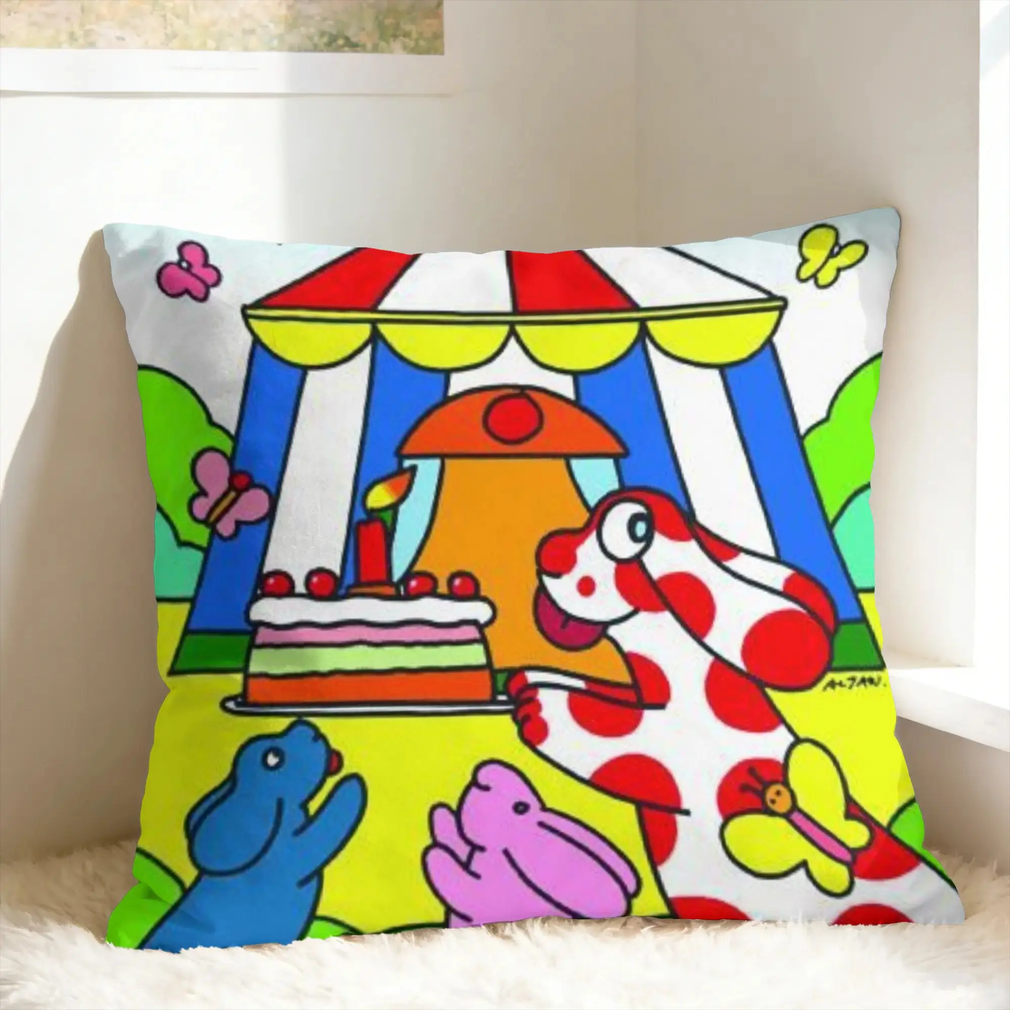 Cartoon La Pimpa Pillow Cover  Vintage Pillow Case For Chair Sofa Home Decor Comfy Cushion Cover Birthday Gift