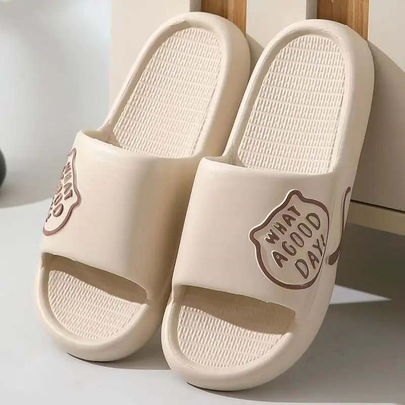 

Women's Summer One Word Flat sole Home Slippers Injection Molding Soft Sole Non slip Anti Odor Lightweight Bathroom Slippers