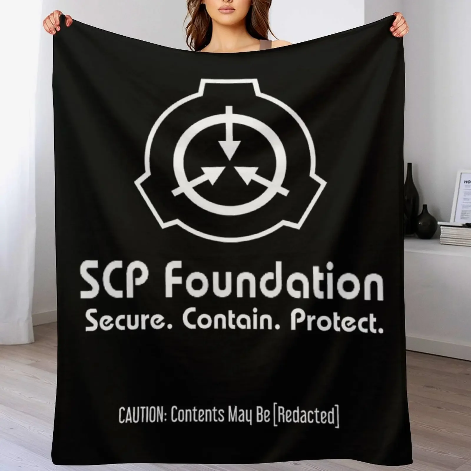 

SCP Foundation: Contents May Be [Redacted] (Black) Throw Blanket For Sofa Thin Picnic Thermals For Travel Plaid Blankets