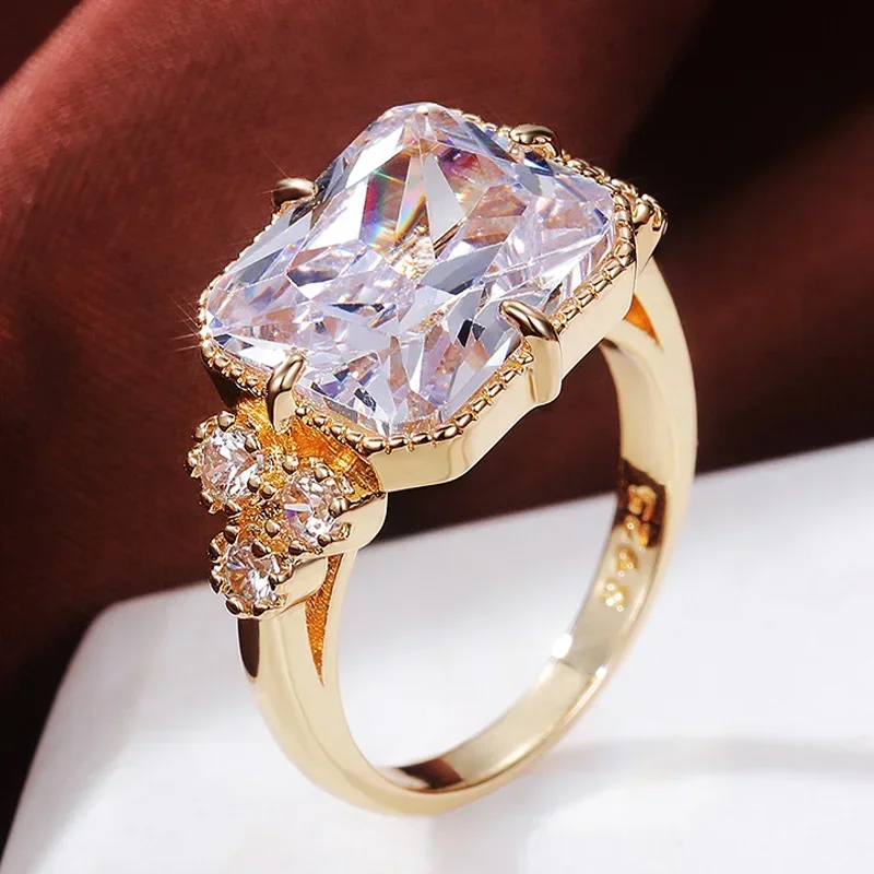 2026 Gorgeous Gold Color Bridal Marriage Rings Brilliant Crystal CZ Women Engagement Wedding  New Arrival Fashion Jewelry