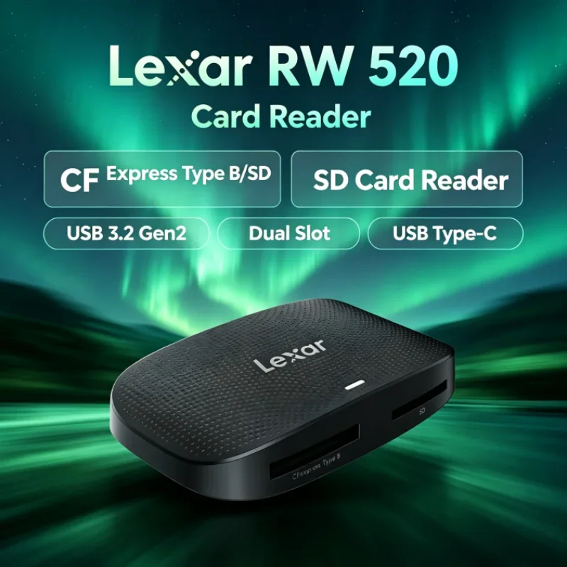 Lexar RW520 Memory Card Reader CFexpress Type B SD Card Reader High Speed USB 3.2 Gen 2 Dual Slot for Photo Transfer