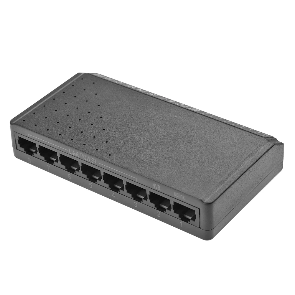 Iniettore switch POE 8 porte 6 + 2 Power over RJ45 Ethernet senza adattatore di alimentazione Sistema di rete familiare 10/100M per fotocamere
