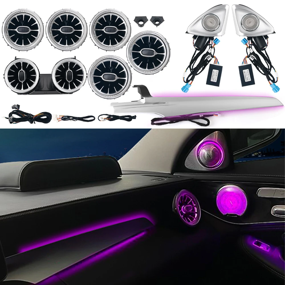3 Color Turbine Vents Ambient Light For Mercedes Benz W205 X253 GLC 15-18 4D Rotating Tweeter Speaker Lamp LHD Copilot LED Strip