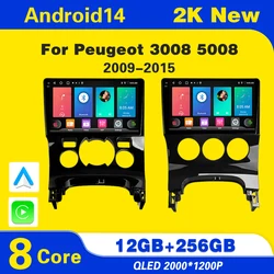 Car Radio Android 14 For Peugeot 3008 5008 AT MT 2009 2012 -2016 Multimedia Video Player Navigation GPS WIFI 4G LET 7862 BT 5.0