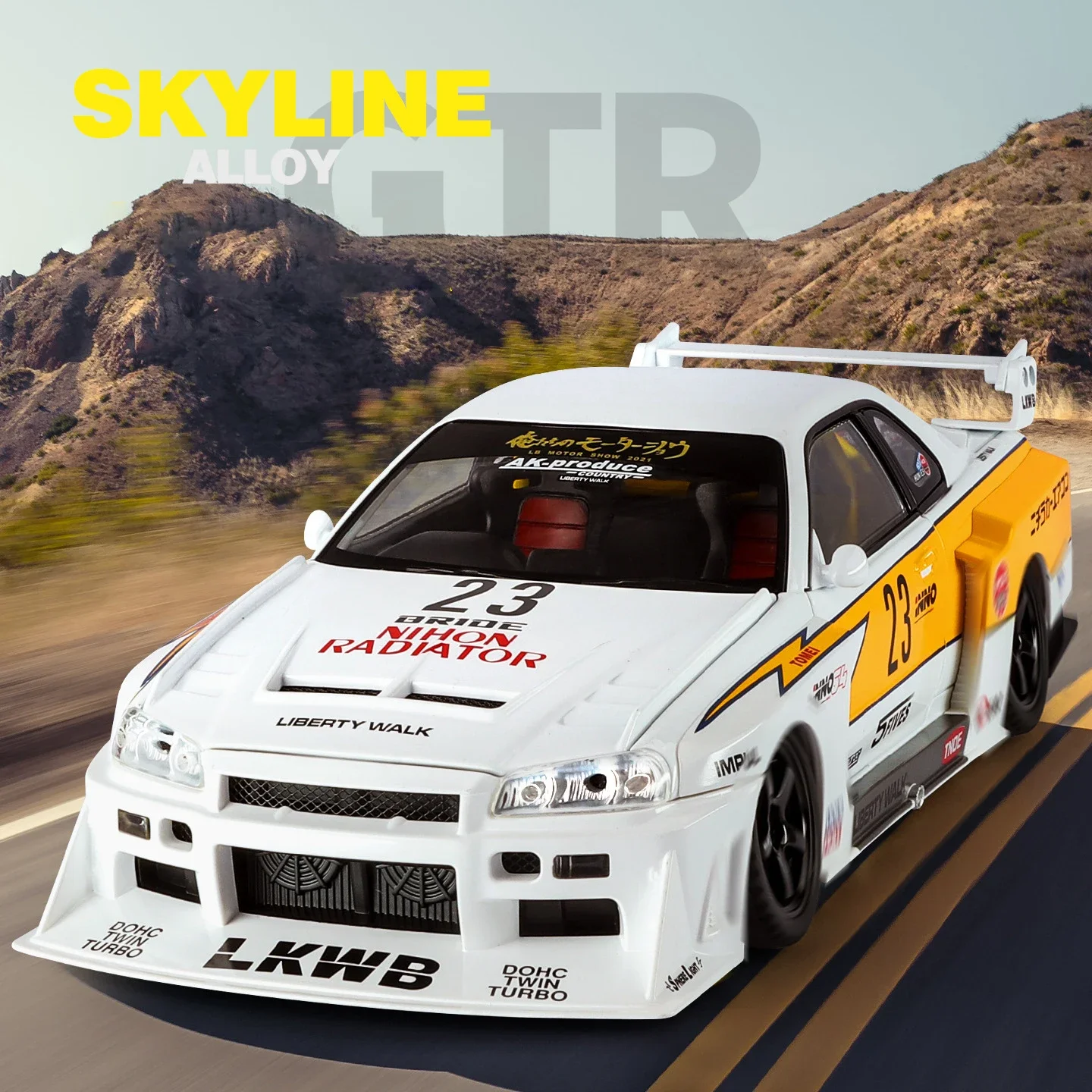 1:18 GTR R34 Skylin S15 LBWK Modello di auto in lega Suono Luce Tirare indietro Giocattolo per bambini Da collezione Regalo di compleanno