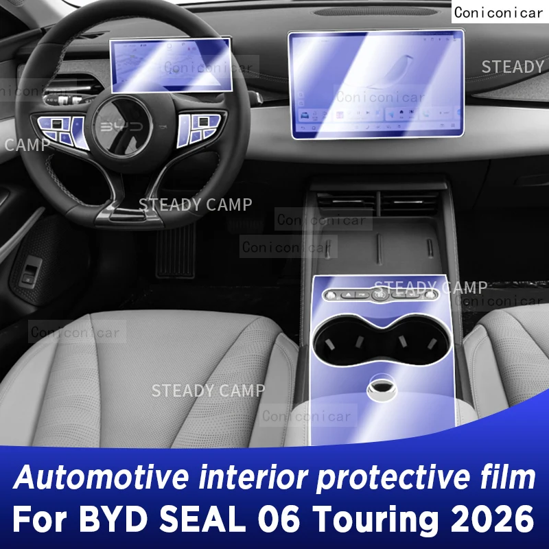 For BYD SEAL 06 Touring 2026 Center Console Gear Panel Screen TPU Car Interior Protective Film Anti-Scratch Repair Sticker