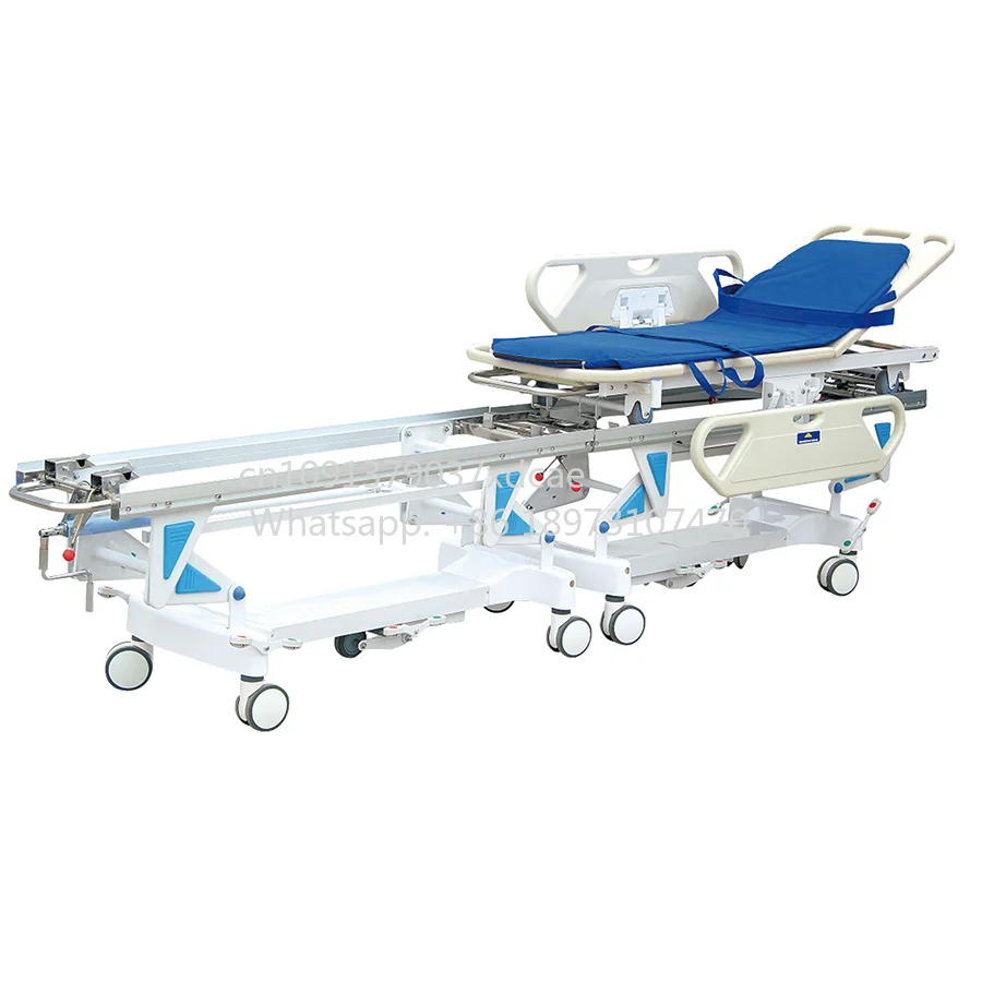 2026 New Cheap Adjustable Manual Stainless Steel Hospital Patient Transport Emergency Stretcher Ambulance Bed Transfer Stretcher