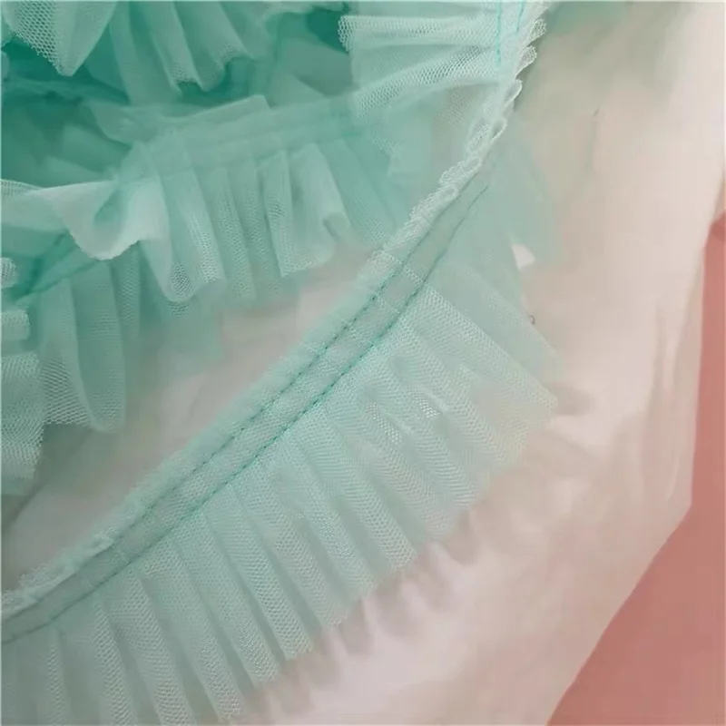 5CM Wide Double Layers 3D Pleated Mesh Lace Fabric Ruffle Trim Embroidered Collar Ribbon Sewing Clothing Skirt Splicing Material