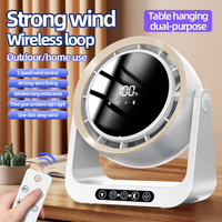 USB Desktop Fan Remote Control 4000mAh Rechargeable Wall Mount Table Air Circulator with Night Light for Office Bedroom