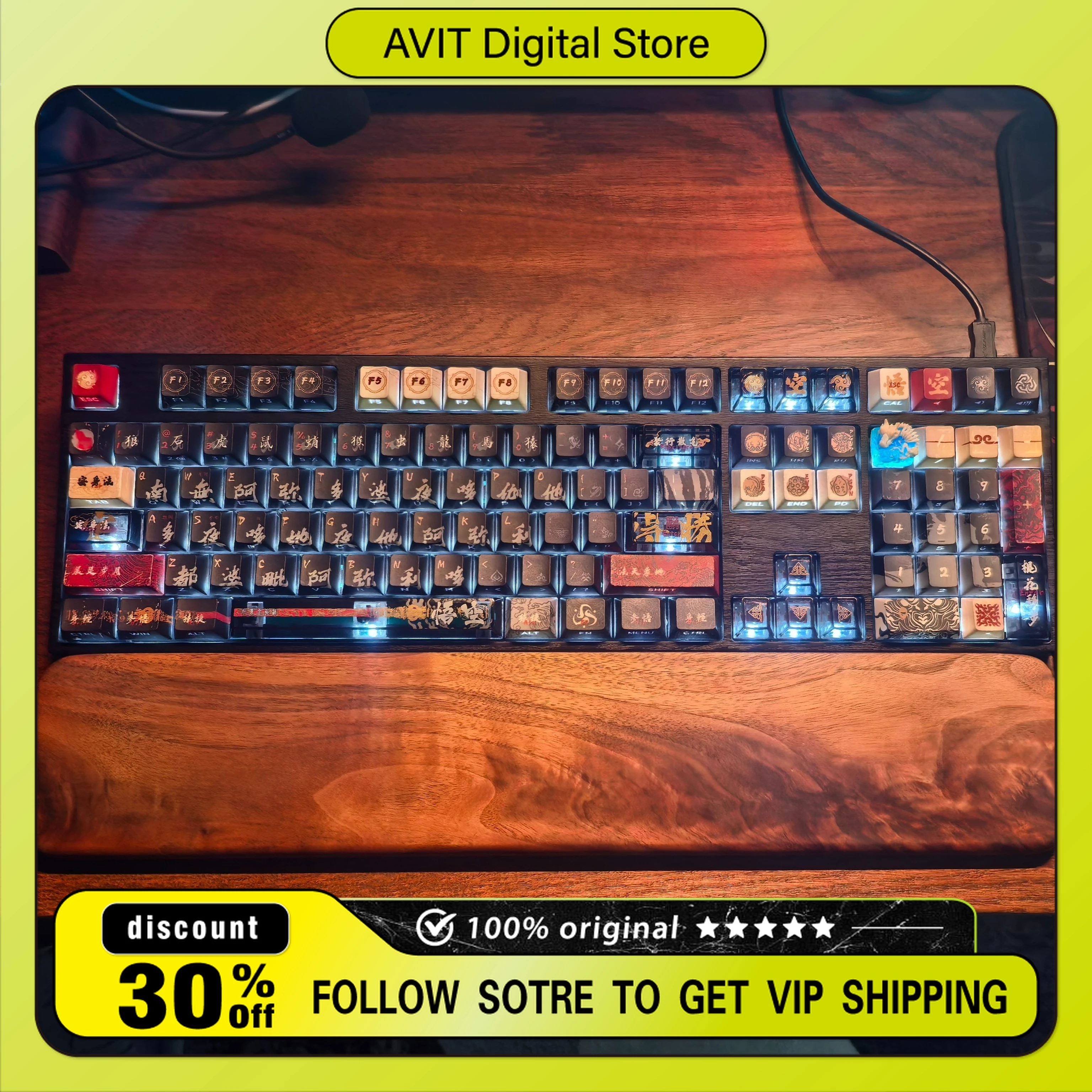 

Black Myth Wukong Keycaps 130 Keys PBT+PC Cherry Profile for Mechanical Keyboard DIY Backlit Key Caps for Pc Gaming Suit Gifts